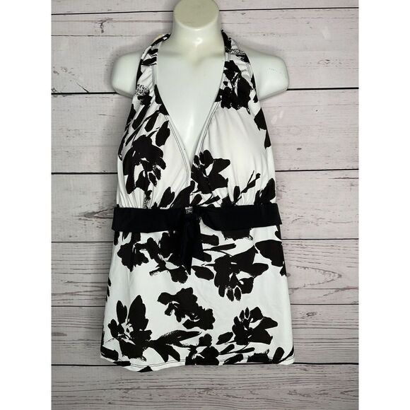 SWIMSUITSFOR ALL SHORE CLUB TANKINI top only BLACK WHITE size 20 swim‎ suit - Picture 3 of 13